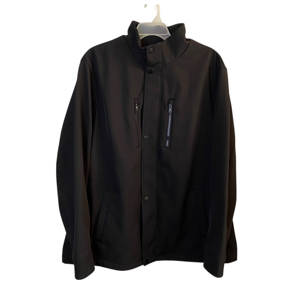 Murano Men Black Jacket 3XLT Tall Zip Snap Closure Multi Zip Pockets Soft Shell